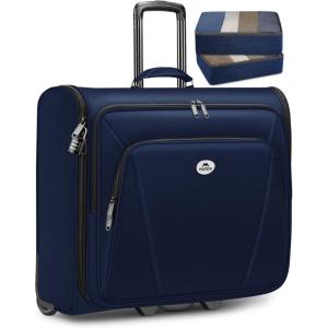 image:imageMATEIN Rolling Garment Bags for Travel Large 2Wheeled Suit Carrier Fits 173Inch Laptop Foldable Travel Suit Bag With Wheels amp 2 Packing Cubes Checkin Suitcase Luggage for Business Trips BlueDark Blue
