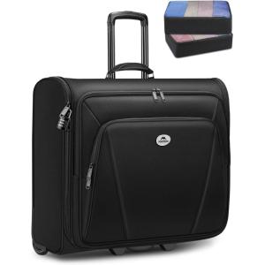 image:imageMATEIN Rolling Garment Bags for Travel Large 2Wheeled Suit Carrier Fits 173Inch Laptop Foldable Travel Suit Bag With Wheels amp 2 Packing Cubes Checkin Suitcase Luggage for Business Trips BlueBlack