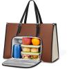 image:imageMATEIN Professional Laptop Tote with Leakproof Lunch Compartment 156 Inch Commuterchic Briefcase Large Office Accessories Tote Multifunctional Shoulder Bag for Teacher Hospital Work amp CommuteBlackbrownwhite
