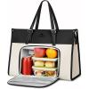 image:imageMATEIN Professional Laptop Tote with Leakproof Lunch Compartment 156 Inch Commuterchic Briefcase Large Office Accessories Tote Multifunctional Shoulder Bag for Teacher Hospital Work amp CommuteBlack Beige