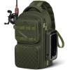 image:imageMATEIN Fishing Sling Bag with Lure Rod Holder amp Phone Pouch Waterproof 3600 Tackle box Backpack with Removable Bait BinderOlive Green