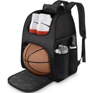 image:imageMATEIN Basketball Bag Sturdy Soccer Bag with Ball Holder amp Shoe Compartment Large Basketball Backpack for Training Equipment Water Resistant Sports Ball Backpack Fits Volleyball Football ColorfulBlack