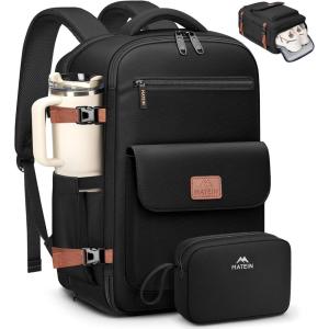image:imageMATEIN Personal Item Backpack 18x14x8 with Shoe Compartment TSA Approved Underseat Bag for Frontier Airline with Water Bottle Holder Lightweight Travel Backpack for Women Men Fit 156 Laptops GreenBlack