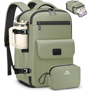 image:imageMATEIN Personal Item Backpack 18x14x8 with Shoe Compartment TSA Approved Underseat Bag for Frontier Airline with Water Bottle Holder Lightweight Travel Backpack for Women Men Fit 156 Laptops GreenGreen