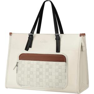 image:imageMATEIN Professional Laptop Tote with Leakproof Lunch Compartment 156 Inch Commuterchic Briefcase Large Office Accessories Tote Multifunctional Shoulder Bag for Teacher Hospital Work amp CommuteWhite