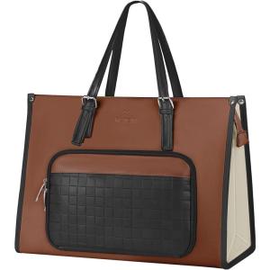 image:imageMATEIN Professional Laptop Tote with Leakproof Lunch Compartment 156 Inch Commuterchic Briefcase Large Office Accessories Tote Multifunctional Shoulder Bag for Teacher Hospital Work amp CommuteBlackbrownwhite
