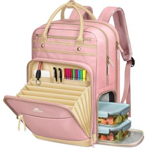 image:imageMATEIN Teacher Backpack with Lunch Compartment 156 Inch Lunch Backpack for Men with Organized Pocket College Laptop Backpacks Meal Prep Bag Gift for Teachers Work Nurse Commute OfficePink