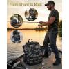 image:imageMATEIN Pro Fishing Backpack with 4 Tackle Boxes amp Rod Holders Water Resistant Tackle Backpack 3600 with Knife and Gripper Side Storage amp Cooler Compartment Fishing Gifts for Men CamoBlack Camouflage