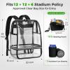 image:imageMATEIN CLASSIC TPU Clear Backpack Stadium Approved DualLayer Clear Stadium Bag 12612 with RFID Wristlet Pouch Thick Transparent Backpack with Insulated Can Sleeves for Game Day Sports FestivalBlack