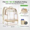 image:imageMATEIN CLASSIC TPU Clear Backpack Stadium Approved DualLayer Clear Stadium Bag 12612 with RFID Wristlet Pouch Thick Transparent Backpack with Insulated Can Sleeves for Game Day Sports FestivalBrown
