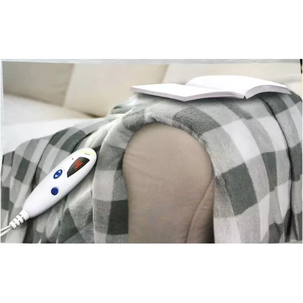 Biddeford Blankets Microplush Electric Heated Throw Blanket with Adjustable Heat Settings and Auto ShutOff Timer Machine Washable Digital Controller Throw GreyWhiteGrey