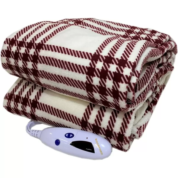 Biddeford Blankets Microplush Electric Heated Throw Blanket with Adjustable Heat Settings and Auto ShutOff Timer Machine Washable Digital Controller Throw GreyCreamBurgundyPlaid Reversible