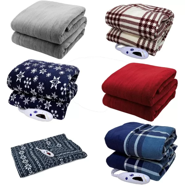 Biddeford Blankets Microplush Electric Heated Throw Blanket with Adjustable Heat Settings and Auto ShutOff Timer Machine Washable Digital Controller Throw GreyCream Red Plaid