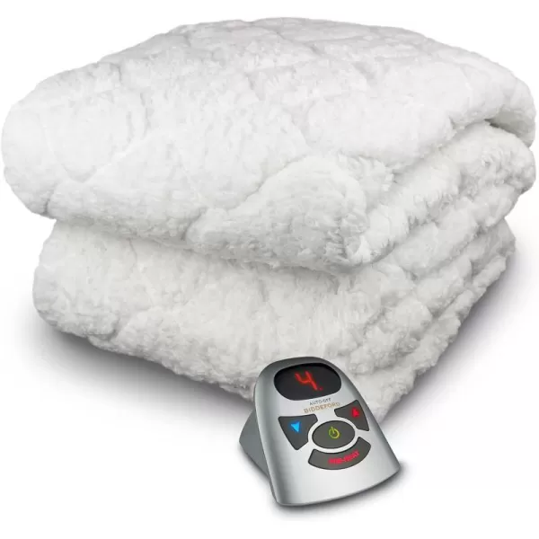 Biddeford Blankets Sherpa Electric Heated Mattress Pad with Digital Controller Queen WhiteFull