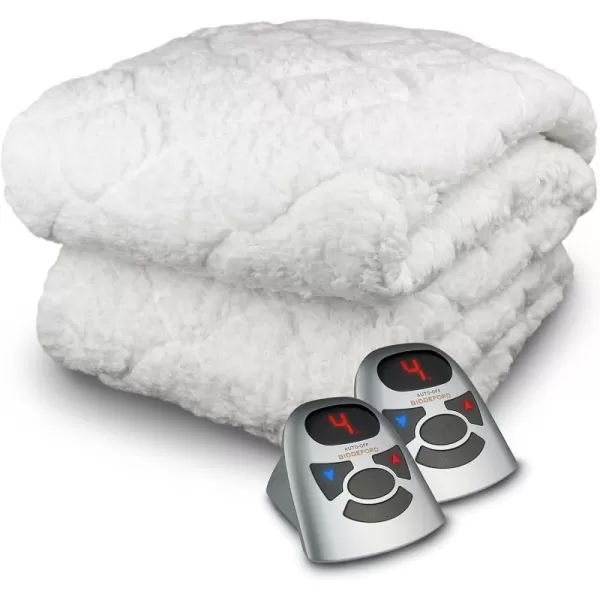 Biddeford Blankets Sherpa Electric Heated Mattress Pad with Digital Controller Queen WhiteKing