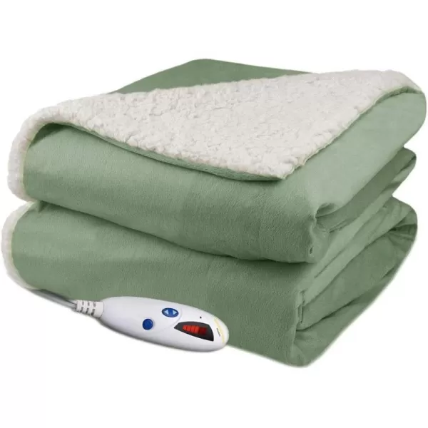 Biddeford Blankets Velour Sherpa Electric Heated Blanket with Digital Controller Throw Heather GreySage