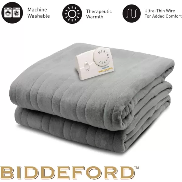 BIDDEFORD BLANKETS Comfort Knit Electric Heated Blanket with Analog Controller Twin NaturalFull Grey