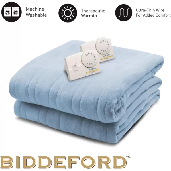 BIDDEFORD BLANKETS Comfort Knit Electric Heated Blanket with Analog Controller Twin NaturalKing Blue