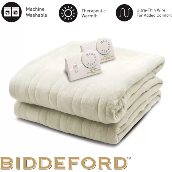 BIDDEFORD BLANKETS Comfort Knit Electric Heated Blanket with Analog Controller Twin NaturalKing Natural