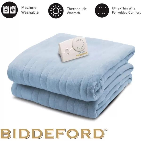 BIDDEFORD BLANKETS Comfort Knit Electric Heated Blanket with Analog Controller Twin NaturalTwin Cloud Blue