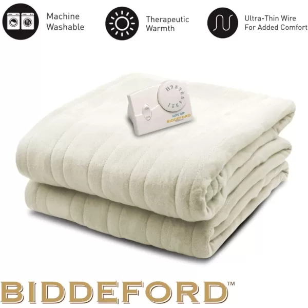 BIDDEFORD BLANKETS Comfort Knit Electric Heated Blanket with Analog Controller Twin NaturalTwin Natural