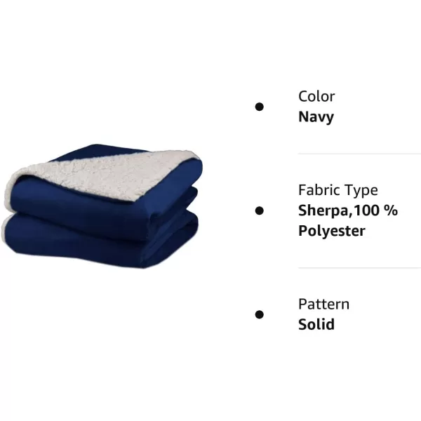 BIDDEFORD BLANKETS Micro Mink Sherpa Electric Heated Blanket with Digital Controller King LinenFull Navy