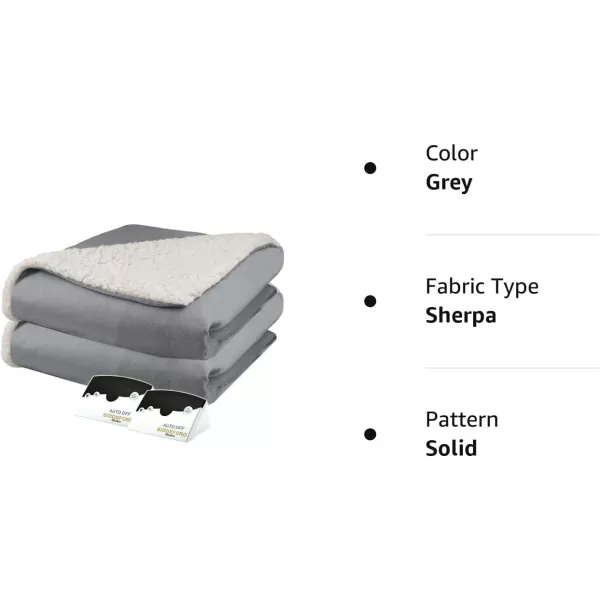 BIDDEFORD BLANKETS Micro Mink Sherpa Electric Heated Blanket with Digital Controller King LinenKing Grey