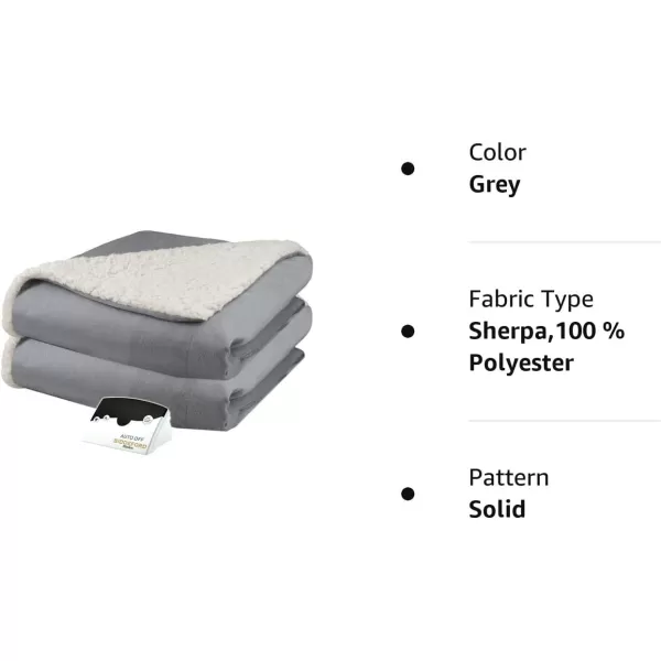 BIDDEFORD BLANKETS Micro Mink Sherpa Electric Heated Blanket with Digital Controller King LinenTwin Grey