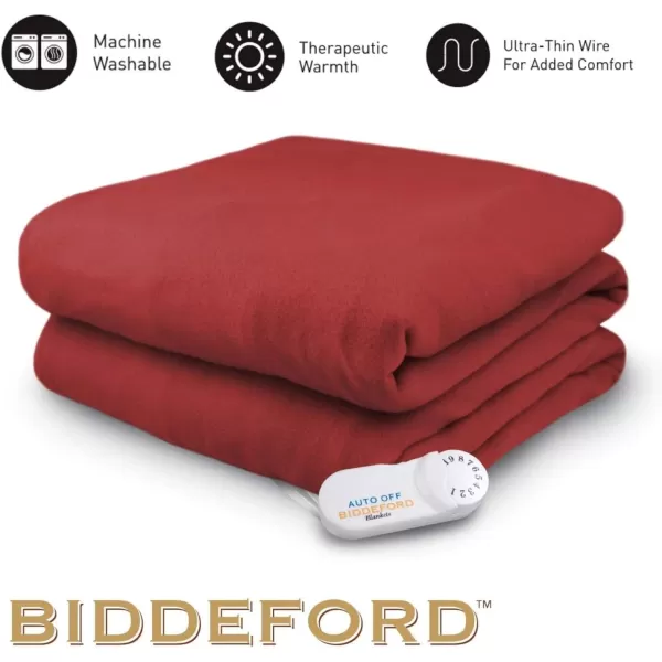 Biddeford Blankets Comfort Knit Heated Blanket with Therapeutic Heat Settings Machine Washable  Perfect for Warm Cozy Nights Analog Controller Throw BrickThrow Brick