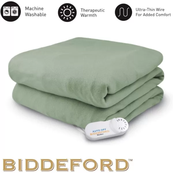 Biddeford Blankets Comfort Knit Heated Blanket with Therapeutic Heat Settings Machine Washable  Perfect for Warm Cozy Nights Analog Controller Throw BrickThrow Sage