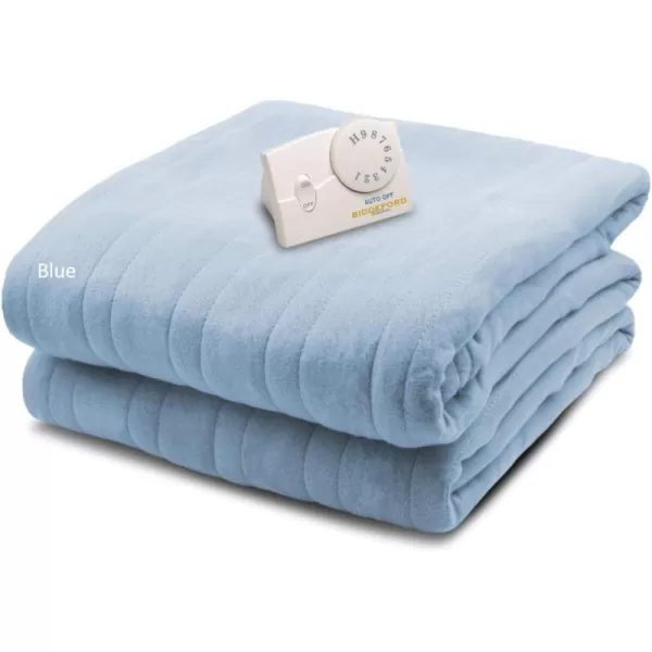 BIDDEFORD BLANKETS Comfort Knit Electric Heated Blanket with Analog Controller Twin NaturalFull Blue