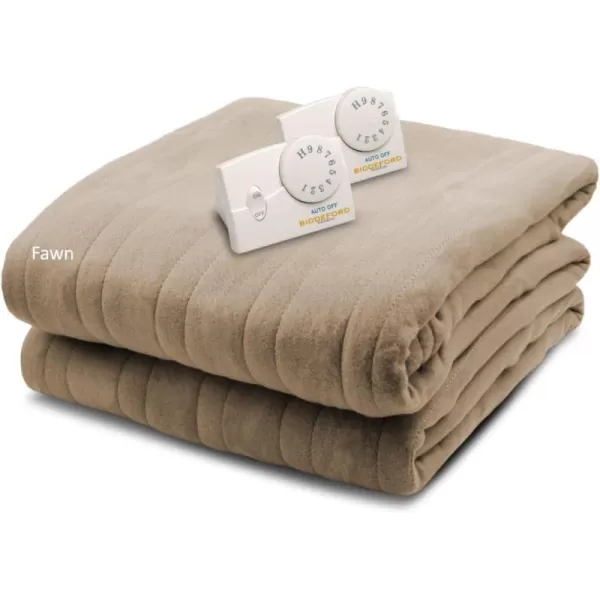 BIDDEFORD BLANKETS Comfort Knit Electric Heated Blanket with Analog Controller Twin NaturalFull Fawn