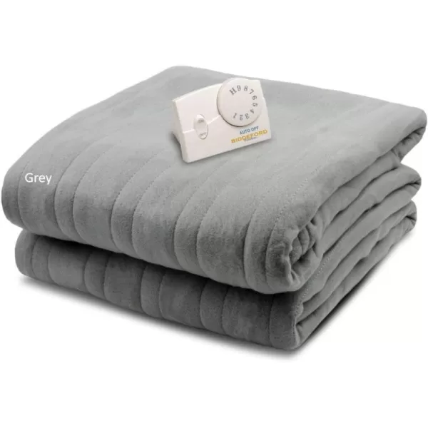 BIDDEFORD BLANKETS Comfort Knit Electric Heated Blanket with Analog Controller Twin NaturalFull Grey