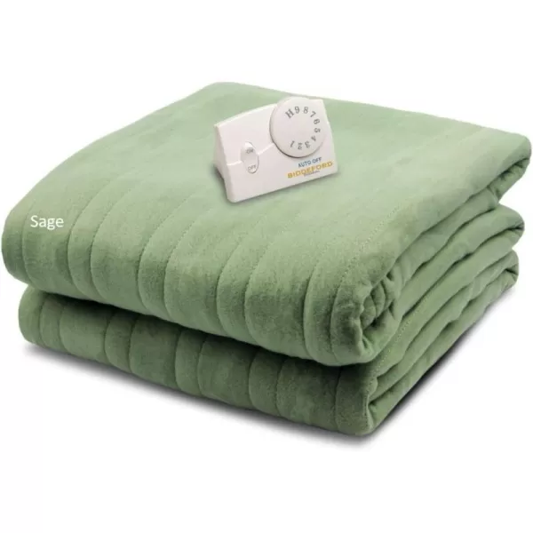 BIDDEFORD BLANKETS Comfort Knit Electric Heated Blanket with Analog Controller Twin NaturalFull Sage