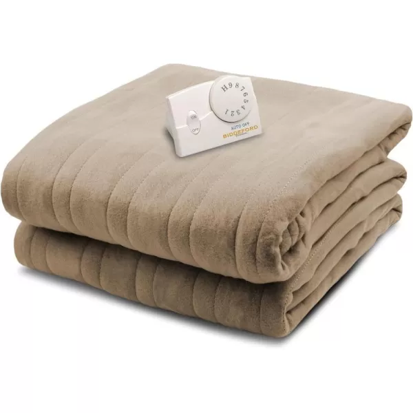 BIDDEFORD BLANKETS Comfort Knit Electric Heated Blanket with Analog Controller Twin NaturalFull Taupe Brown