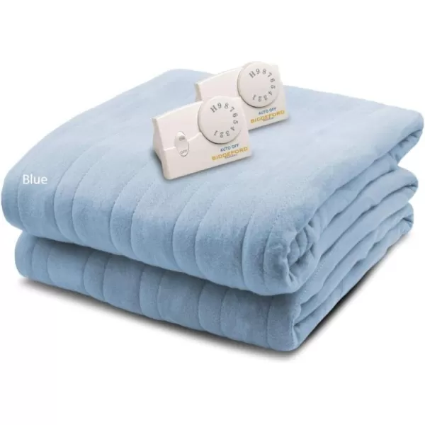 BIDDEFORD BLANKETS Comfort Knit Electric Heated Blanket with Analog Controller Twin NaturalKing Blue