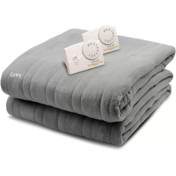 BIDDEFORD BLANKETS Comfort Knit Electric Heated Blanket with Analog Controller Twin NaturalKing Grey