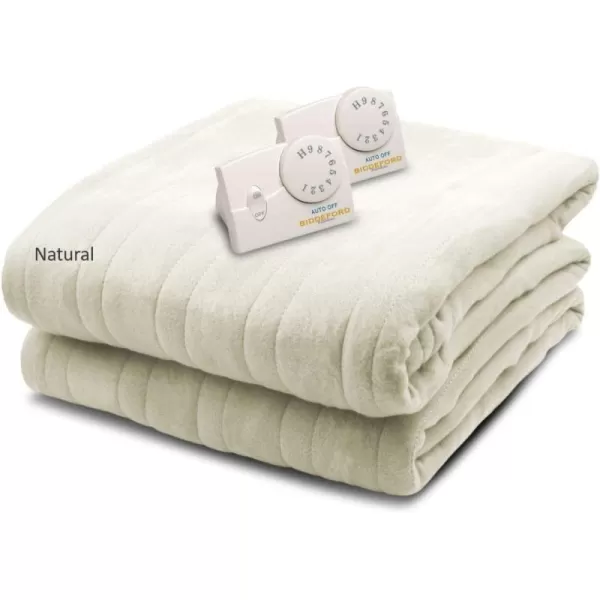 BIDDEFORD BLANKETS Comfort Knit Electric Heated Blanket with Analog Controller Twin NaturalKing Natural