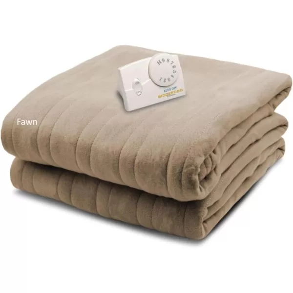 BIDDEFORD BLANKETS Comfort Knit Electric Heated Blanket with Analog Controller Twin NaturalTwin Fawn