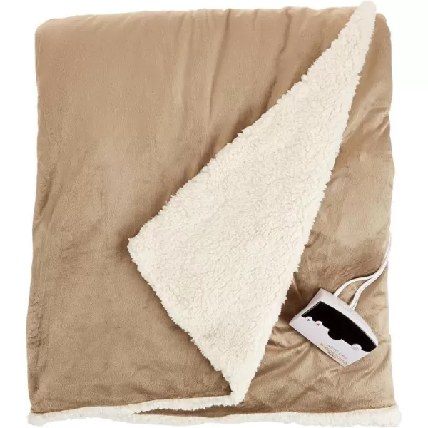 BIDDEFORD BLANKETS Micro Mink Sherpa Electric Heated Blanket with Digital Controller King LinenFull Linen