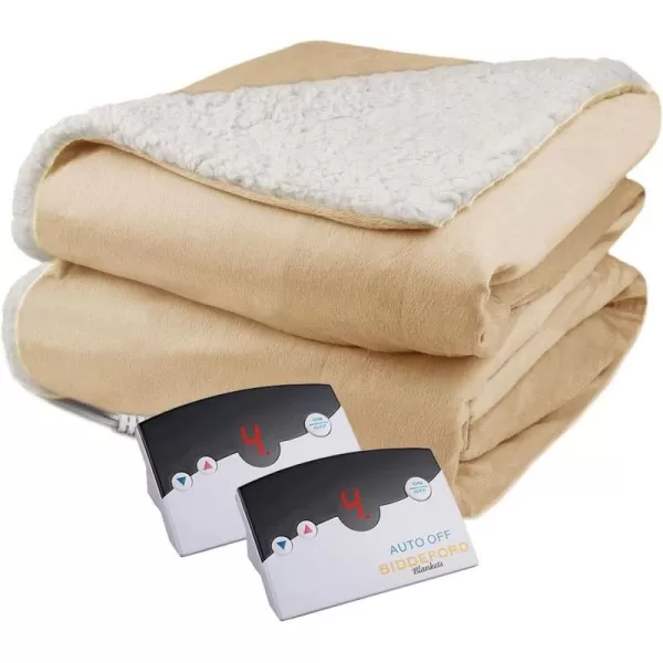 BIDDEFORD BLANKETS Micro Mink Sherpa Electric Heated Blanket with Digital Controller King LinenKing Linen