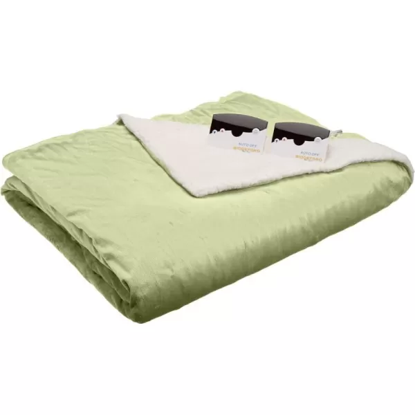 BIDDEFORD BLANKETS Micro Mink Sherpa Electric Heated Blanket with Digital Controller King LinenKing Sage