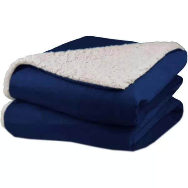 BIDDEFORD BLANKETS Micro Mink Sherpa Electric Heated Blanket with Digital Controller King LinenQueen Navy