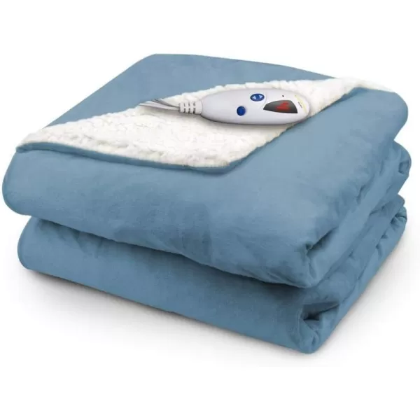 BIDDEFORD BLANKETS Micro Mink Sherpa Electric Heated Blanket with Digital Controller Throw BlueBIDDEFORD BLANKETS Micro Mink Sherpa Electric Heated Blanket with Digital Controller Throw Blue