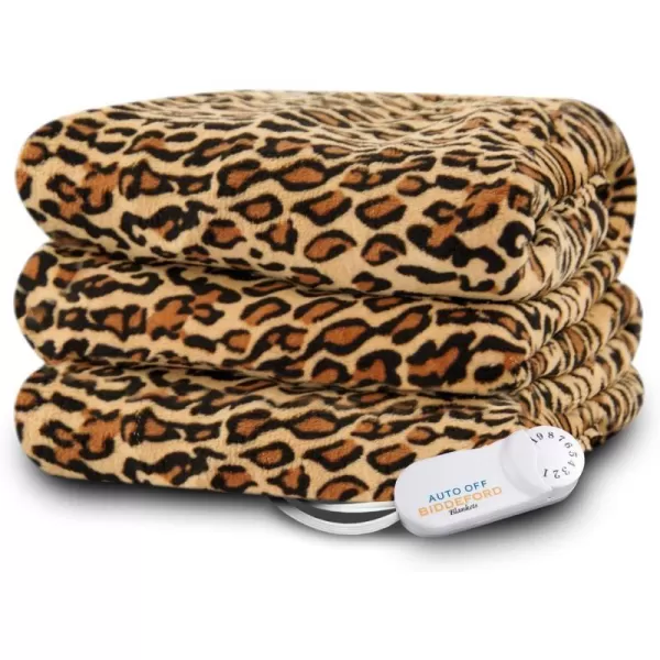 Biddeford Blankets Comfort Knit Heated Blanket with Therapeutic Heat Settings Machine Washable  Perfect for Warm Cozy Nights Analog Controller Throw BrickThrow Cheetah Print