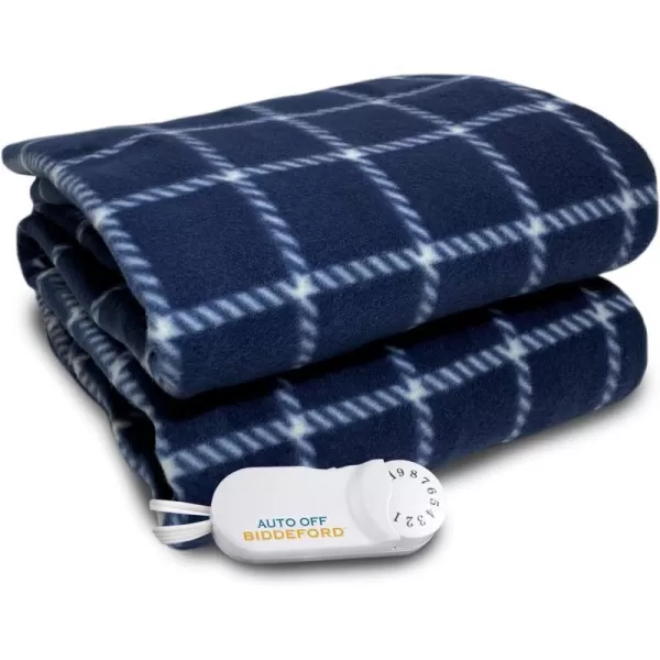 Biddeford Blankets Comfort Knit Heated Blanket with Therapeutic Heat Settings Machine Washable  Perfect for Warm Cozy Nights Analog Controller Throw BrickThrow NavyCream Plaid