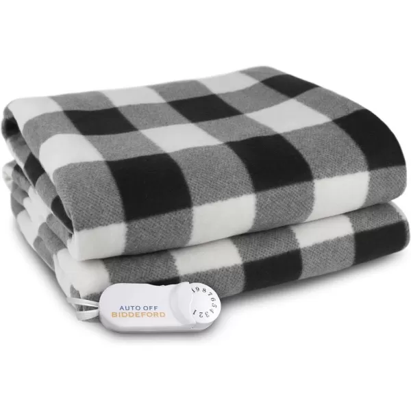 Biddeford Blankets Comfort Knit Heated Blanket with Therapeutic Heat Settings Machine Washable  Perfect for Warm Cozy Nights Analog Controller Throw BrickThrow BlackWhite Buffalo Check