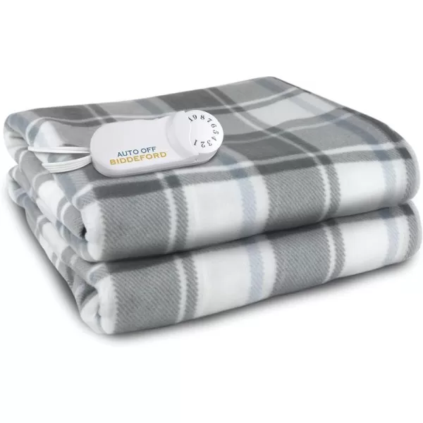 Biddeford Blankets Comfort Knit Heated Blanket with Therapeutic Heat Settings Machine Washable  Perfect for Warm Cozy Nights Analog Controller Throw BrickThrow GreyCreamBlue Plaid