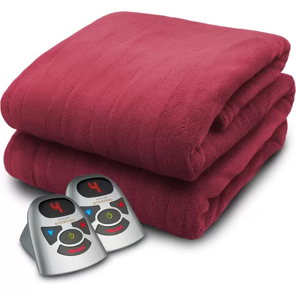 imageBIDDEFORD BLANKETS Micro Plush Electric Heated Blanket with Digital Controller Twin TaupeClaret