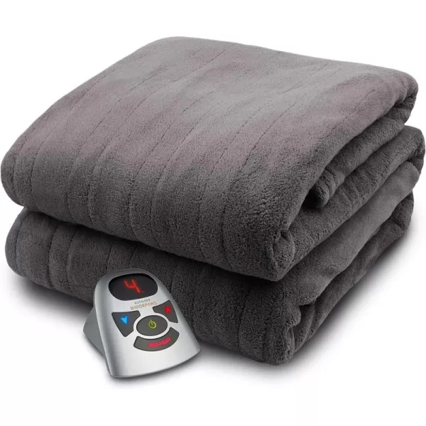 imageBIDDEFORD BLANKETS Micro Plush Electric Heated Blanket with Digital Controller Full Grey